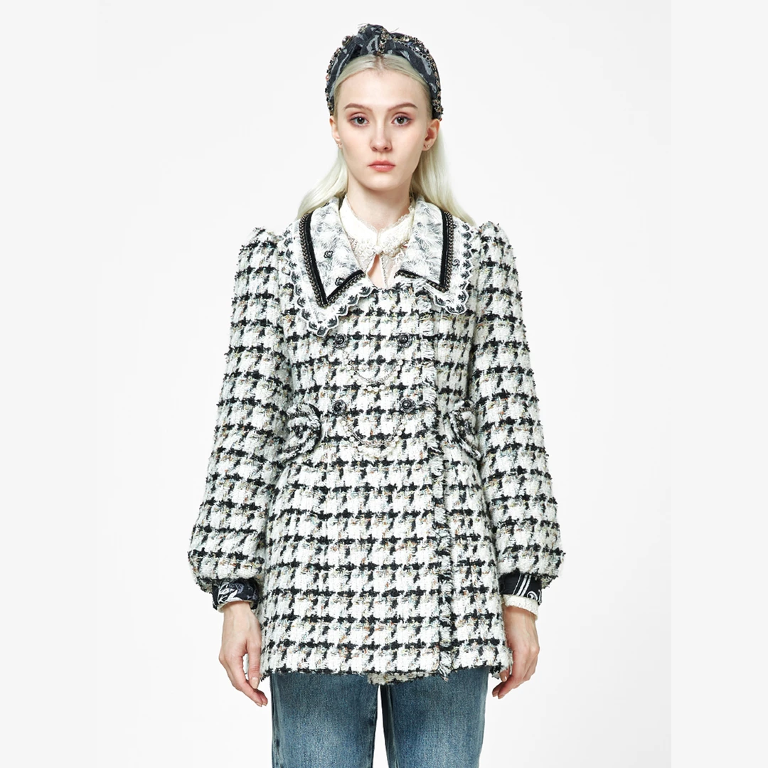 lulualways新款优雅复古宫廷风时尚秋冬小香风气质秋季厚款大衣