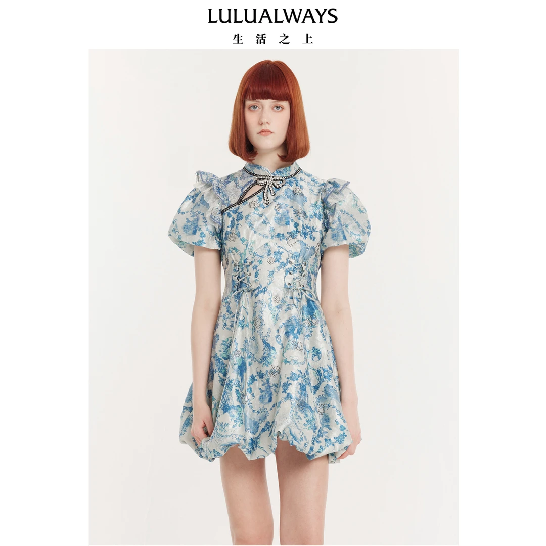 LULUALWAYS24夏季新款甜美优雅蓬蓬裙花苞连衣裙LPB5022