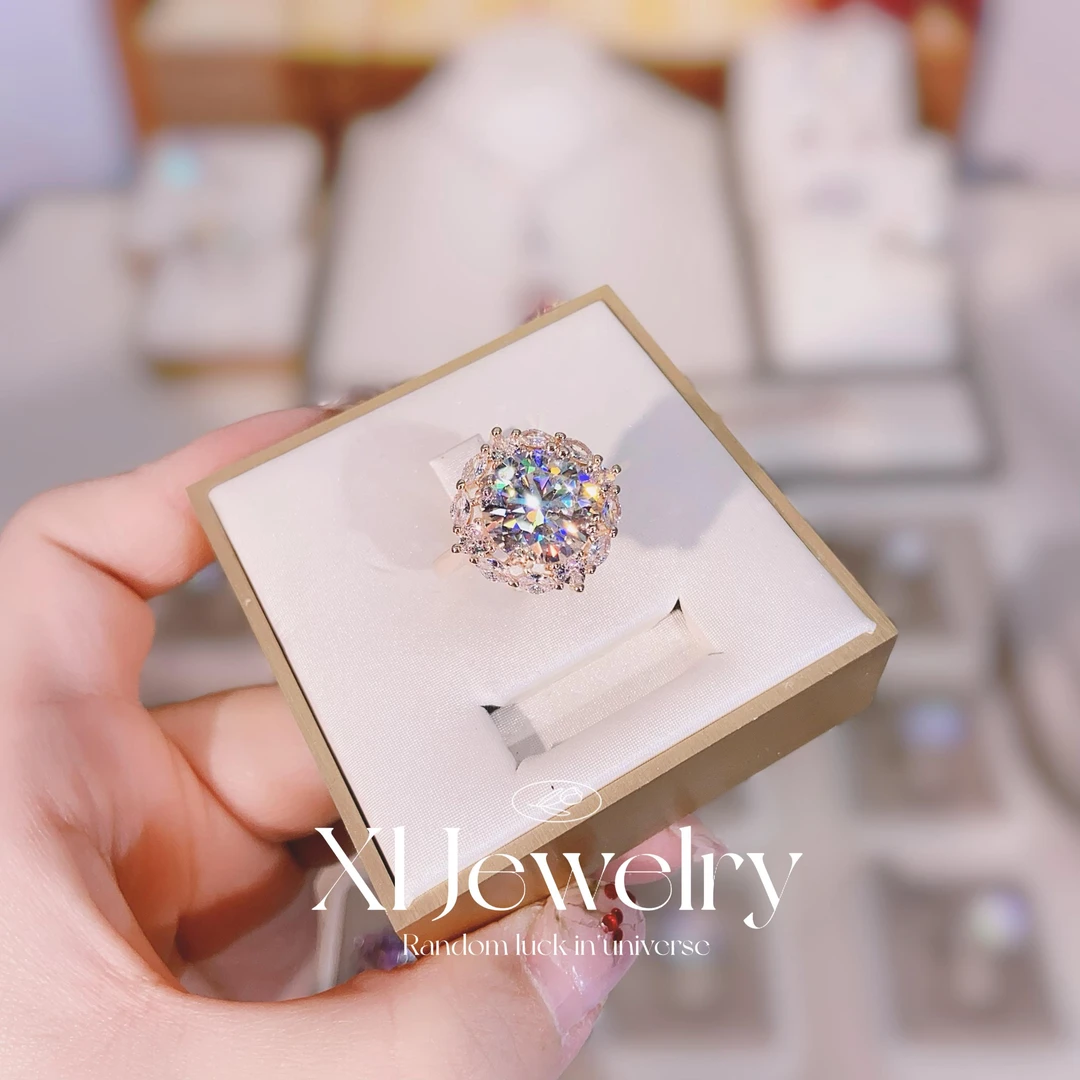 ★【爆款】香槟金色圆梦戒指气质轻奢时尚经典镶嵌精致奢华