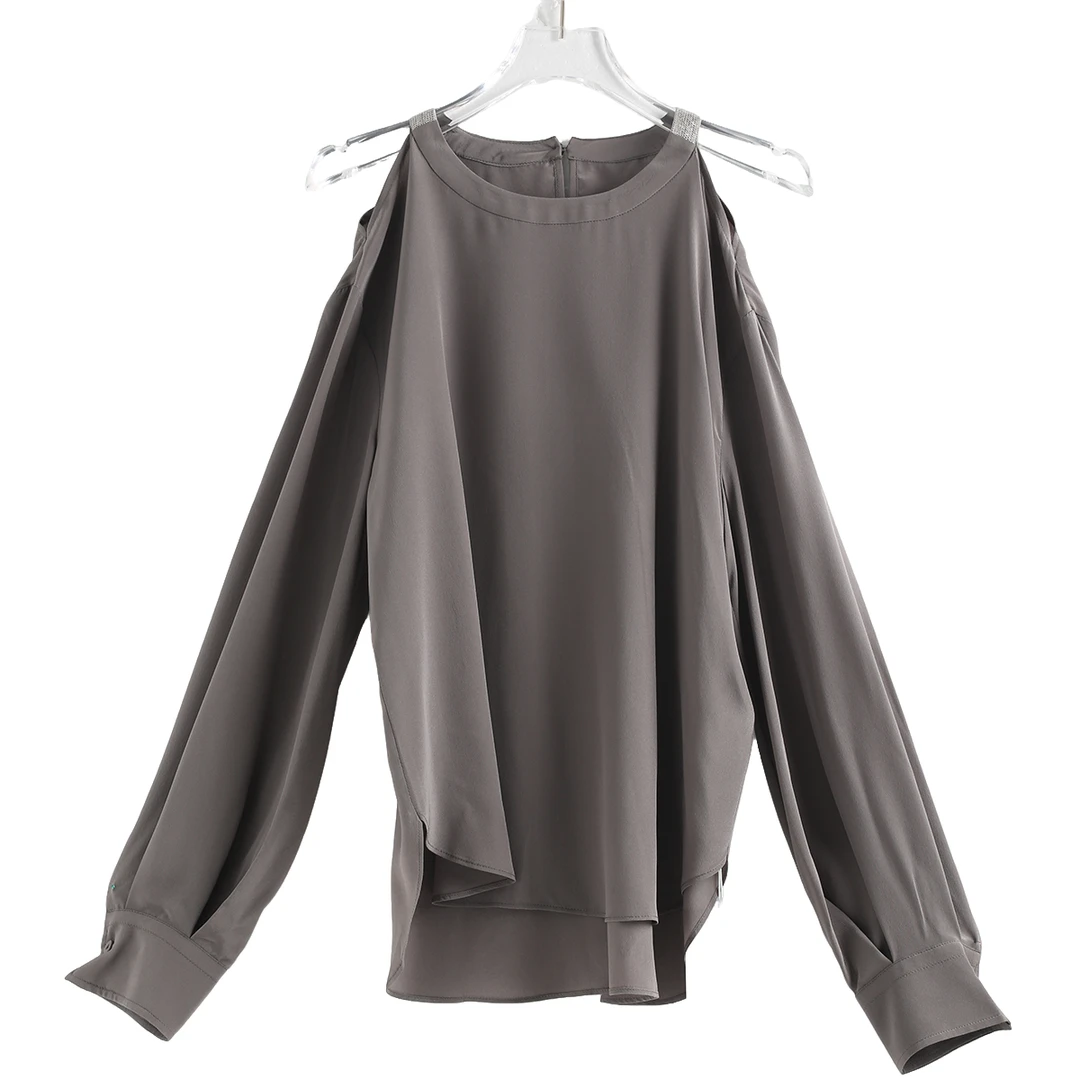 【圈圈】双绉桑蚕丝衬衫2024新款真丝上衣  YJHY-621101衬衣长袖