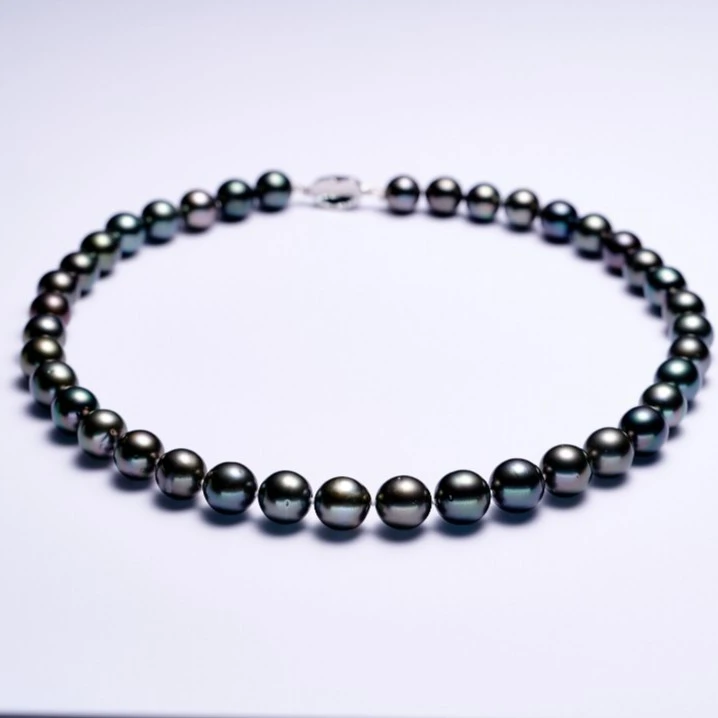 【十上珍珠】S166-拉贡色大溪地黑色全珠8-10mm带吉尔德大证