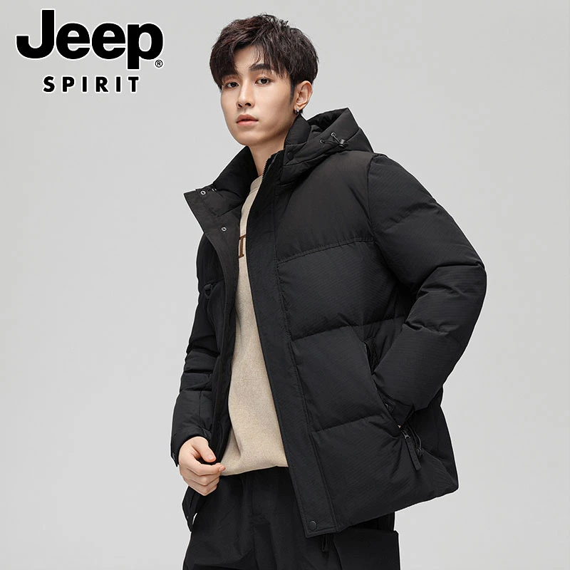 JEEPSPIRIT吉普户外羽绒服情侣款防风羽绒衣冬季连帽保暖男装外套