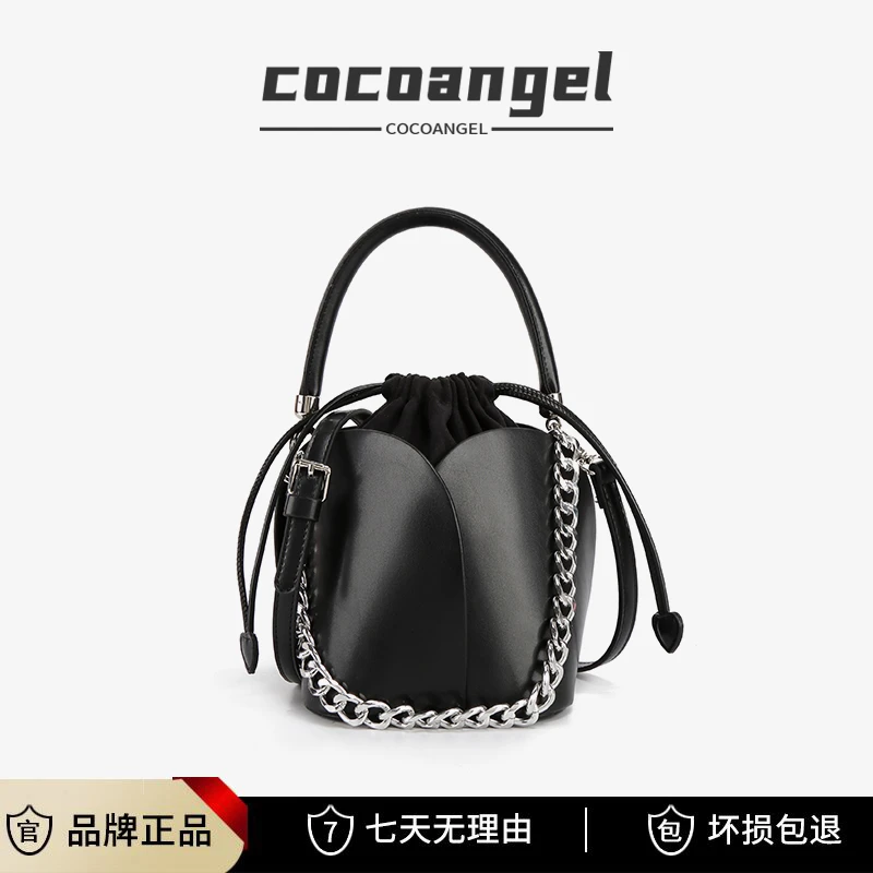 花瓣水桶包女士洋气个性时尚百搭手提女包斜挎小众复古小包包抽绳