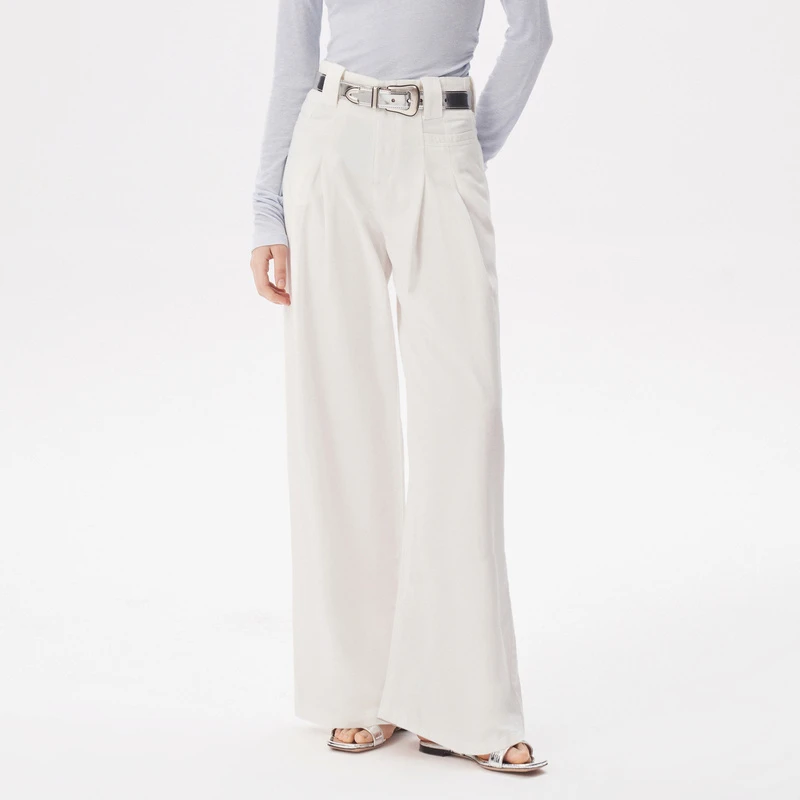 IRO Night 法式雅丹风莱赛尔直筒高腰棉休闲裤