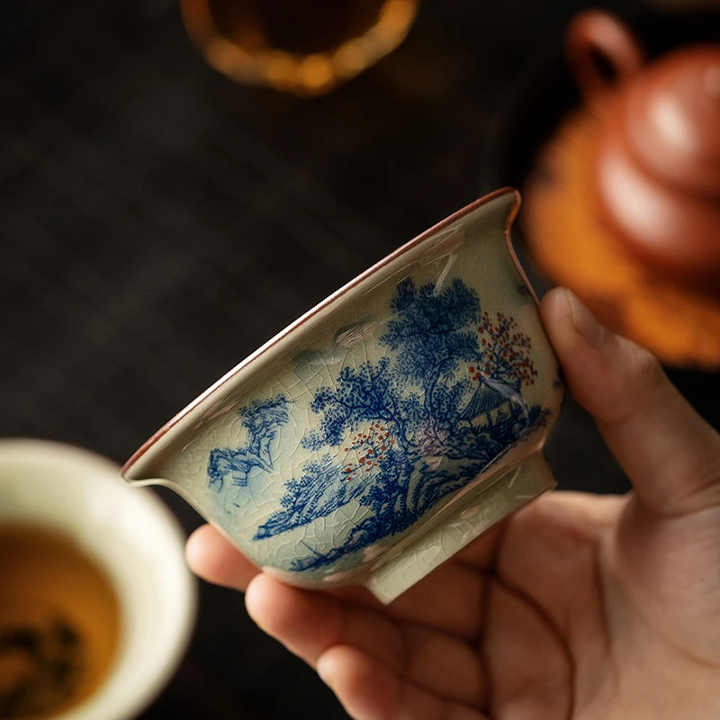 高档陶瓷压手杯功夫茶杯手绘主人杯高端茶杯个人专用喝茶的杯子