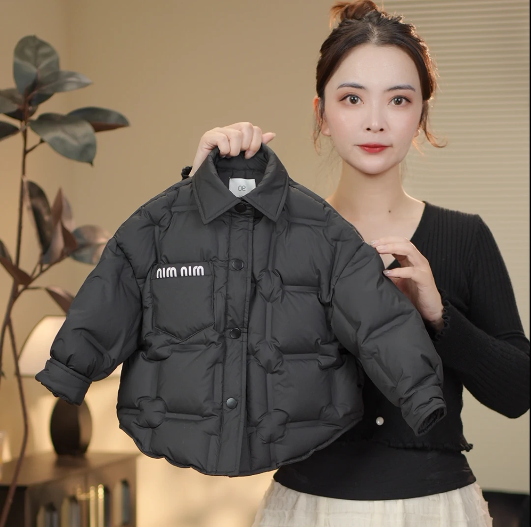 【90白鸭绒】冬季时尚百搭男童女童经典纯色保暖儿童羽绒服22503