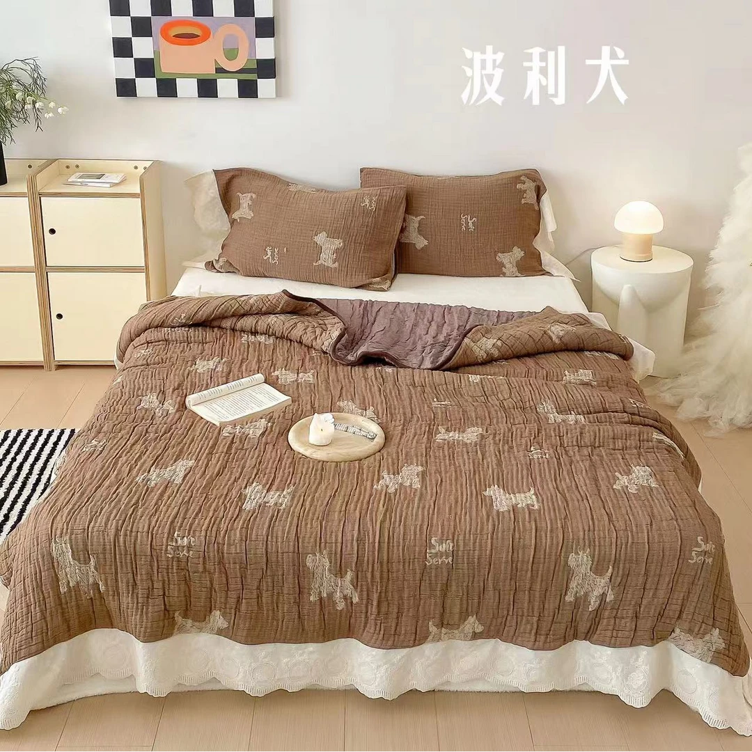 新款南法美学十层纱氛围感柔软加厚泡芙被皱皱纱精梳单纱被春秋被