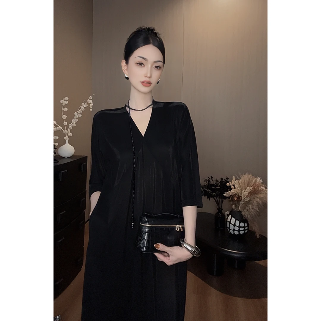 紫紫 慵懒调式  镜面肌理纱松弛长裙ZC07LZHJ195