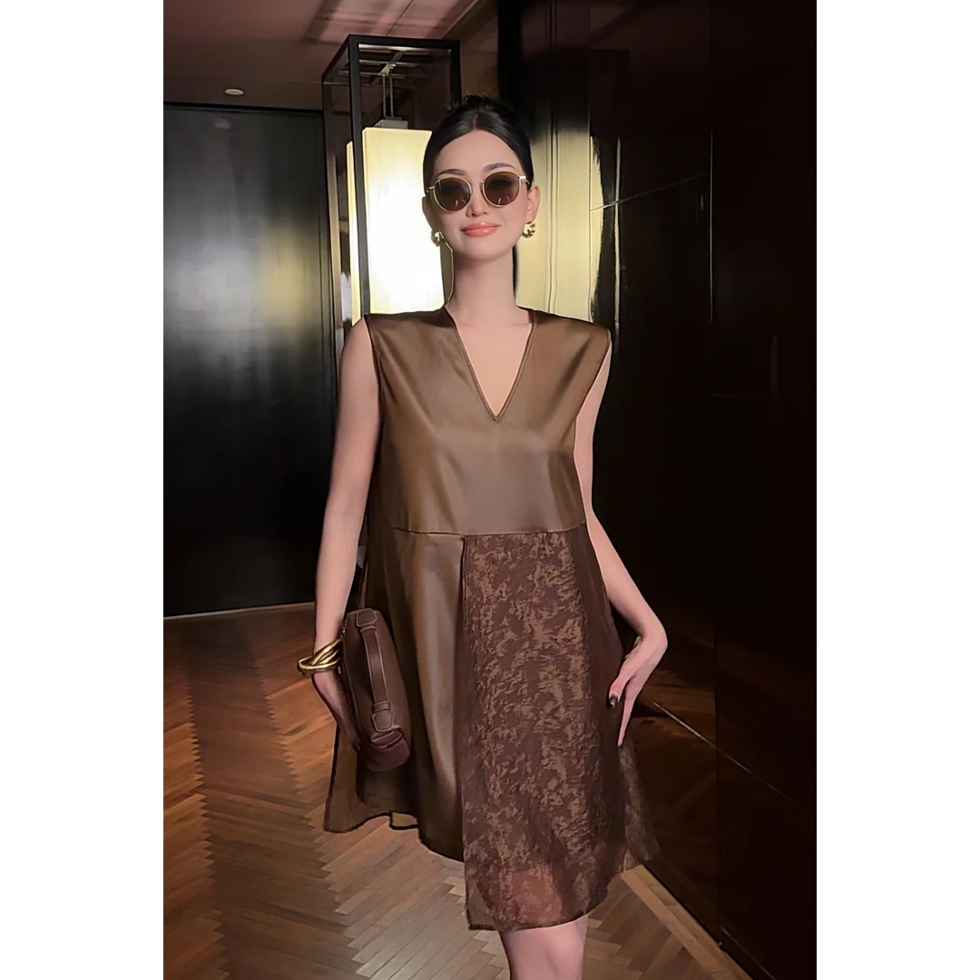 紫紫  茶棕美学  解构设计背心裙ZSJC0702