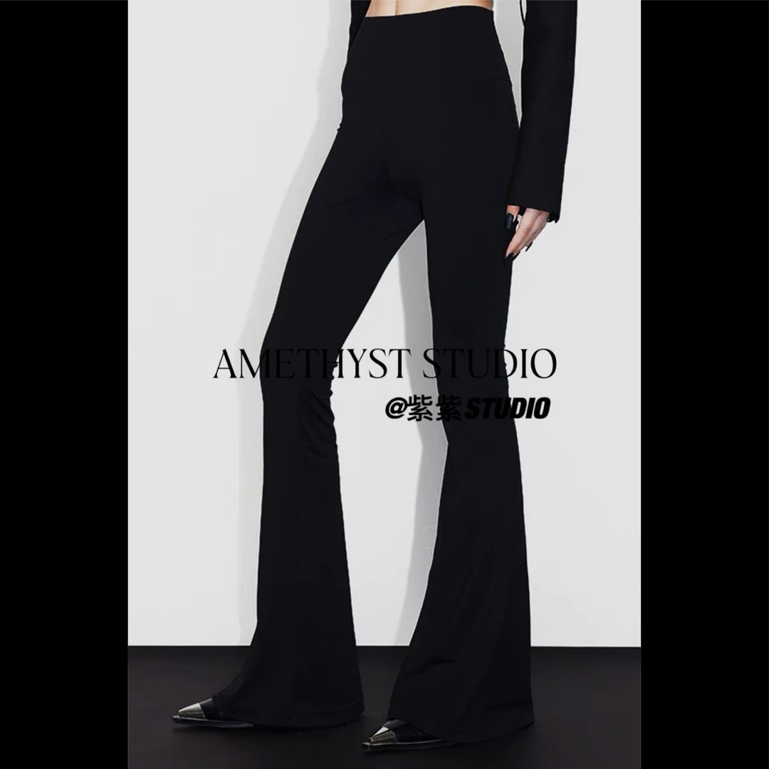 紫紫【腿精】高腰大弹力丝滑凉感喇叭裤 ZSJB0715