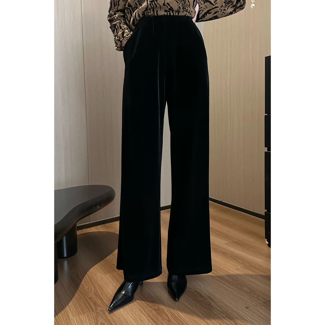 紫紫  精编丝绒裤  松紧腰精编富贵绒直筒裤ZC07KZHJ201