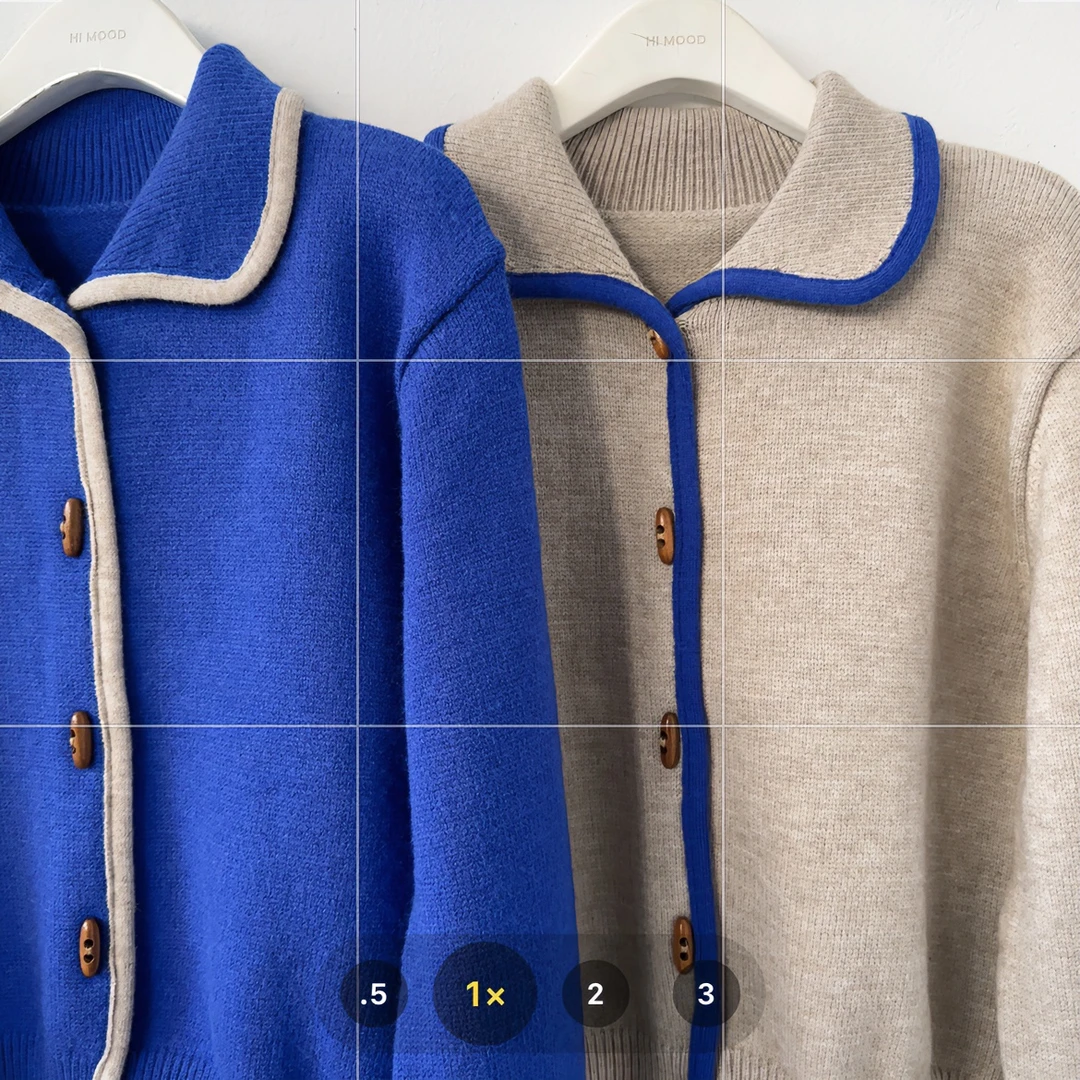【金恩慧欧尼Hi mood】小牛角扣撞色翻领针织开衫
