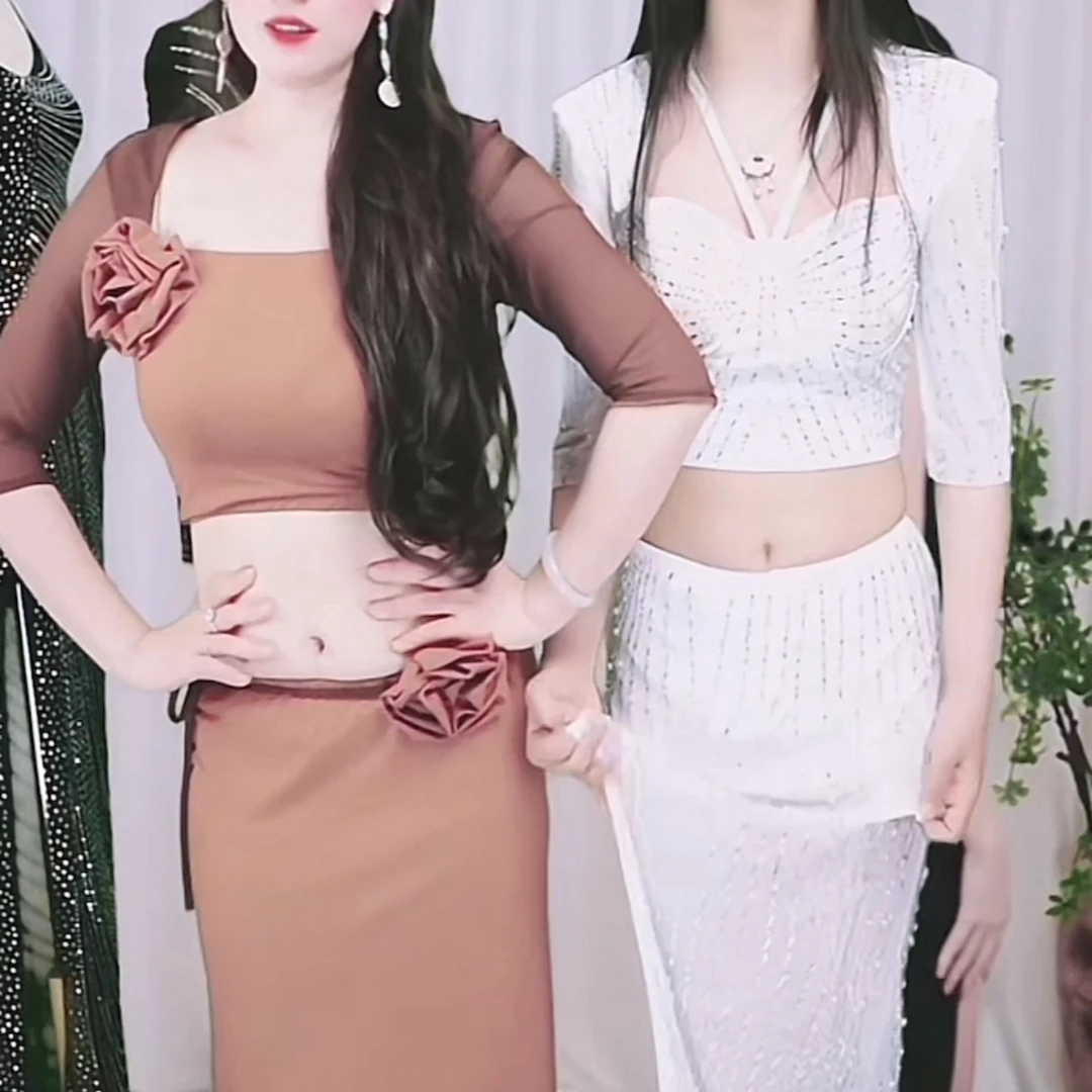 佐寒梦璐女气质时尚咖色肚皮舞套装练功服