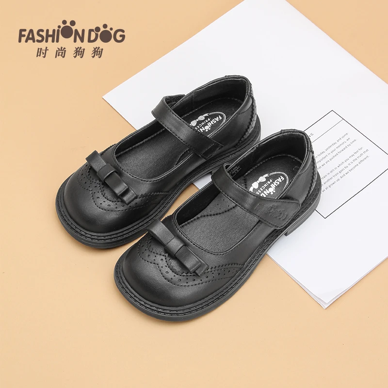 哈贝多女童小皮鞋黑色2024秋季英伦风软底小女孩公主鞋Q43B123M