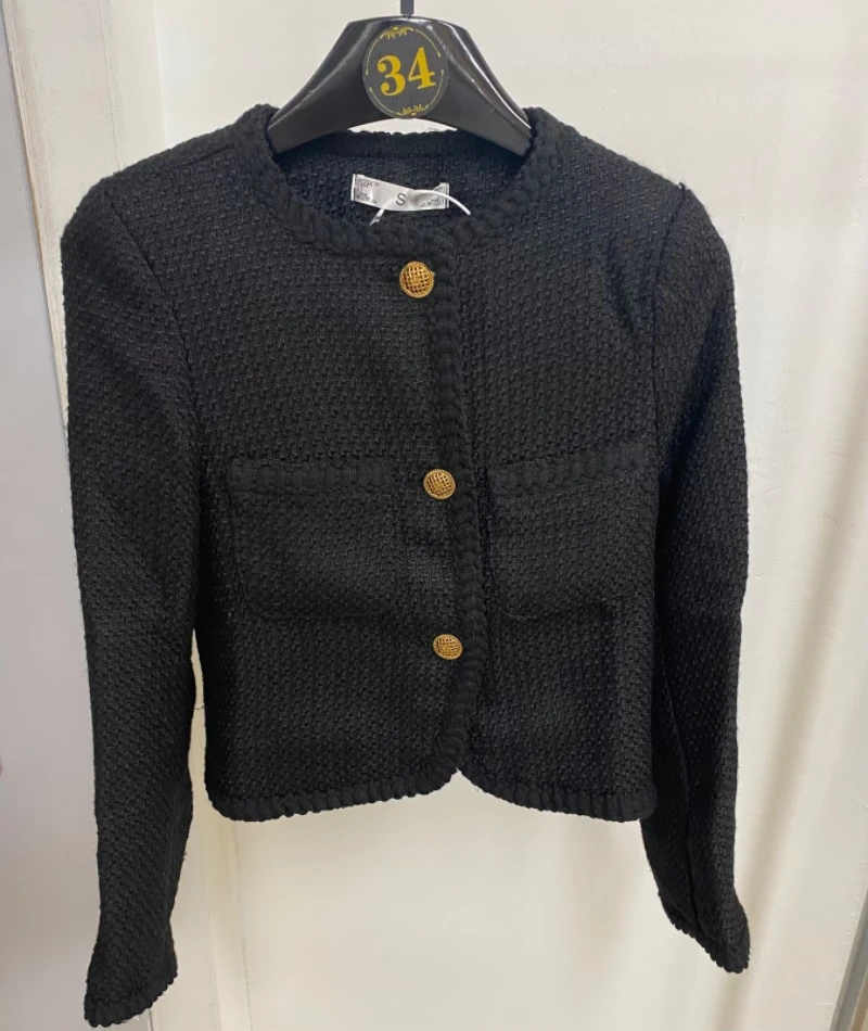 【34号】秋冬新款黑色小香风外套女加厚法式高级感短款上衣6124