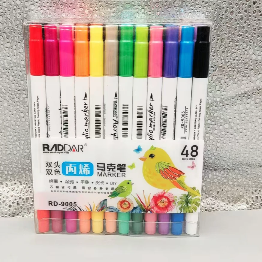 锐德48色双头双色丙烯马克笔RD-9005
