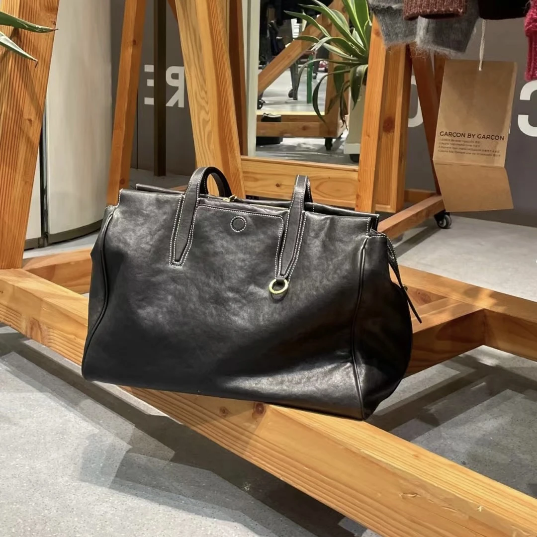 【可遇】知女爱包包 牛皮手提包大容量通勤包水晶植鞣单肩女包