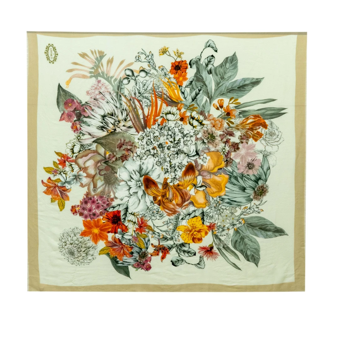 锦棠绒逸冬季新款（水墨画）女士披肩围巾保暖国风百搭羊毛135*135