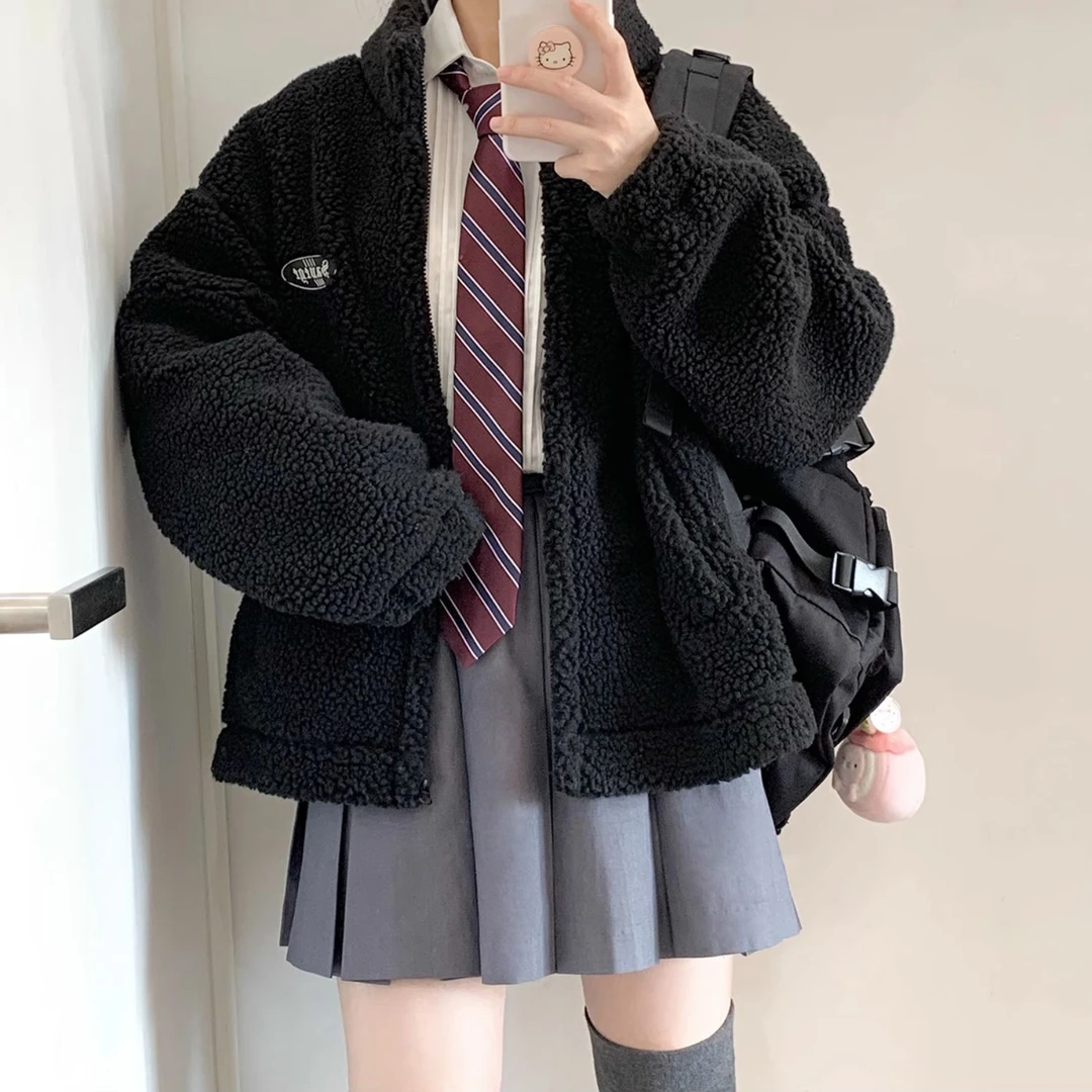 放学后/百搭学院风慵懒风羊羔毛外套男女同款