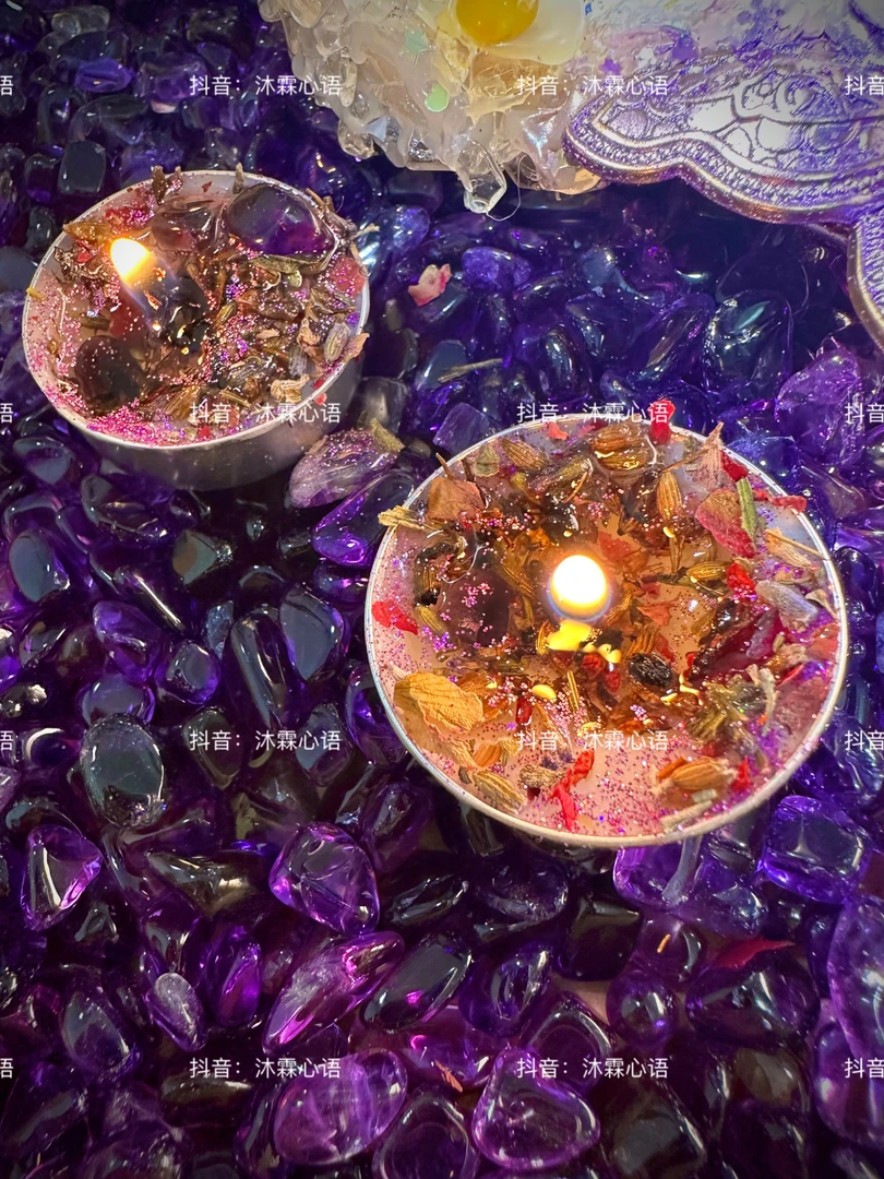 魅力花草晶晶紫紫蜡烛（两个）