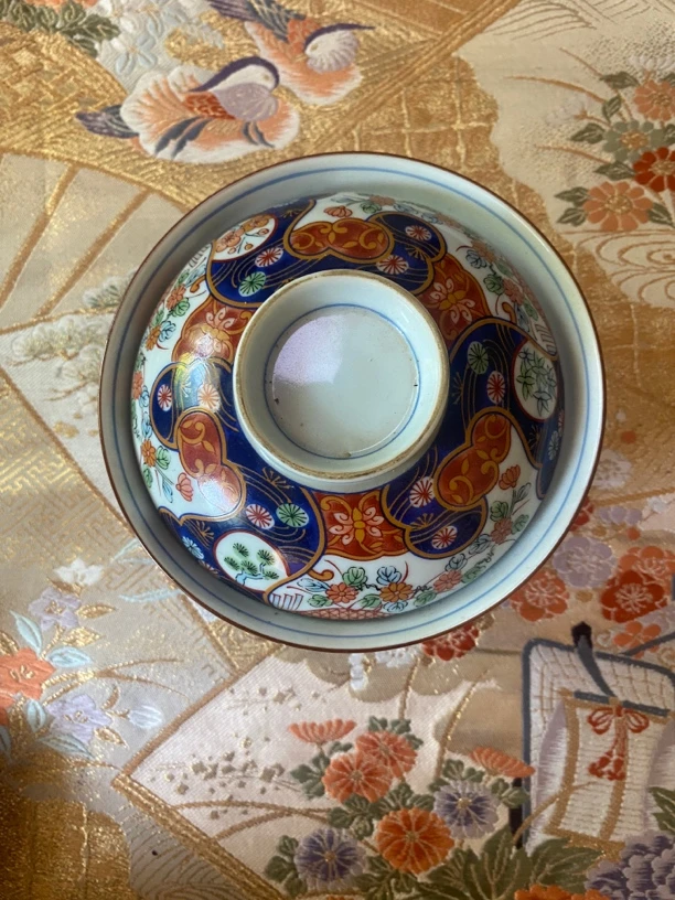 库山窑伊万里锦花绘盖碗饭碗