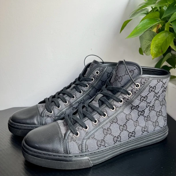 GUCCI/古驰38.5欧码暗纹老花满印高帮板鞋无配件成色自定义wdf698