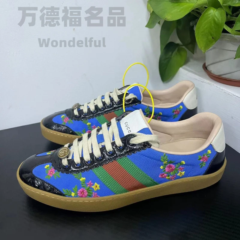 GUCCI/古驰38欧码花卉德训小蜜蜂刺绣板鞋无配件成色自定义wdf395