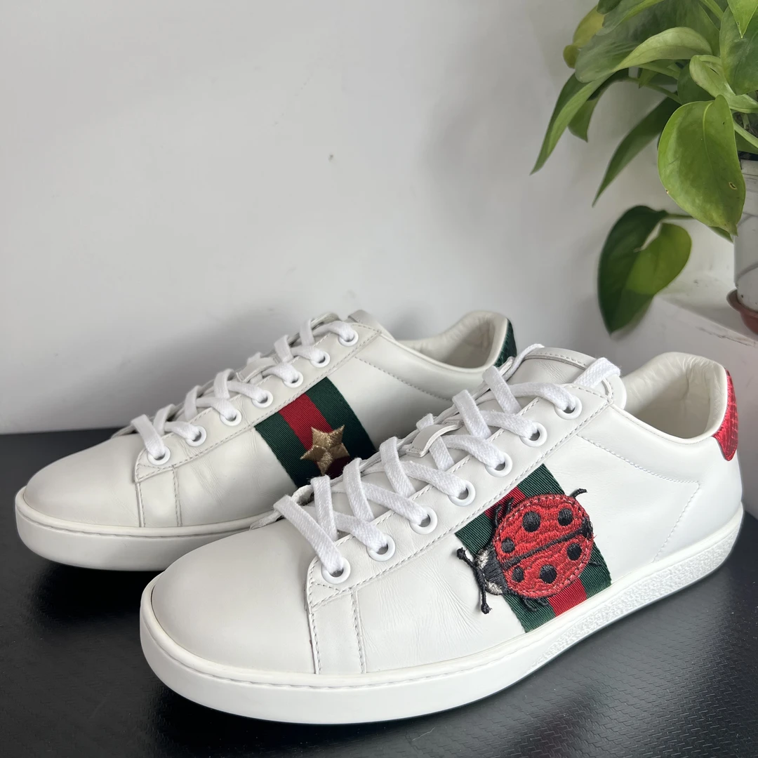 GUCCI/古驰37欧码菠萝瓢虫刺绣小白鞋成色自定义zg172