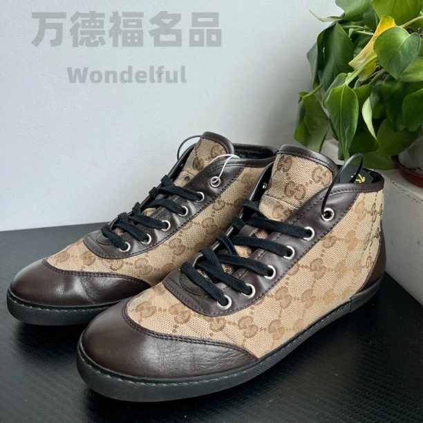 GUCCI/古驰38欧码中帮棕老花板鞋无配件成色自定义zg152