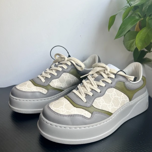 GUCCI/古驰42欧码灰绿老花饼干鞋板鞋无配件成色自定义zg281