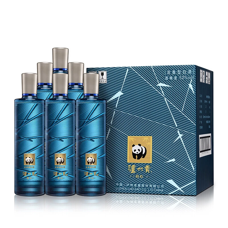 泸州老窖泸州贡 泊心 纯粮酒 高品质小熊猫酒 浓香型52度500ml*6