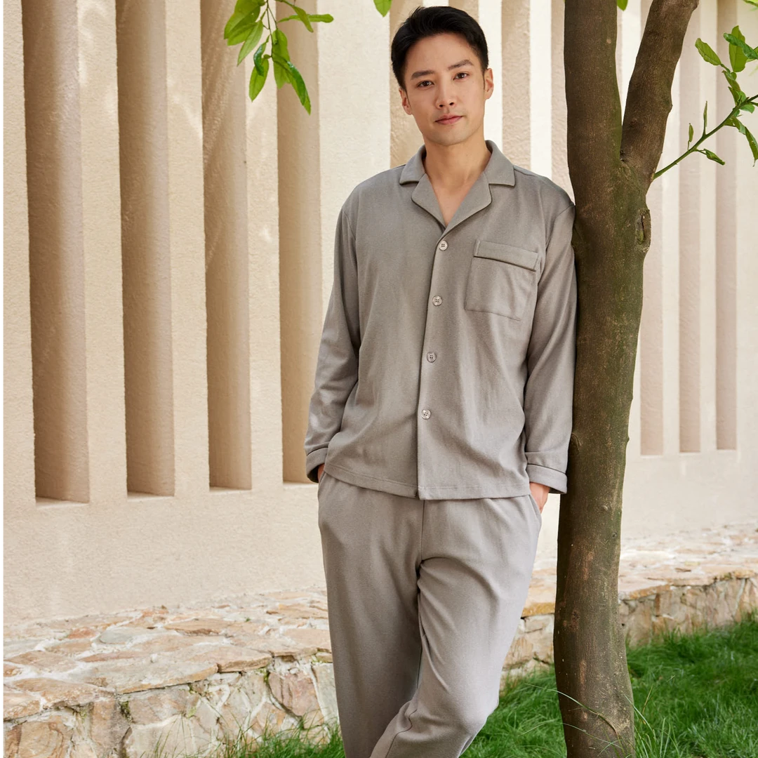 flossy弗劳思春秋男士德绒保暖简约家居服套装IX226