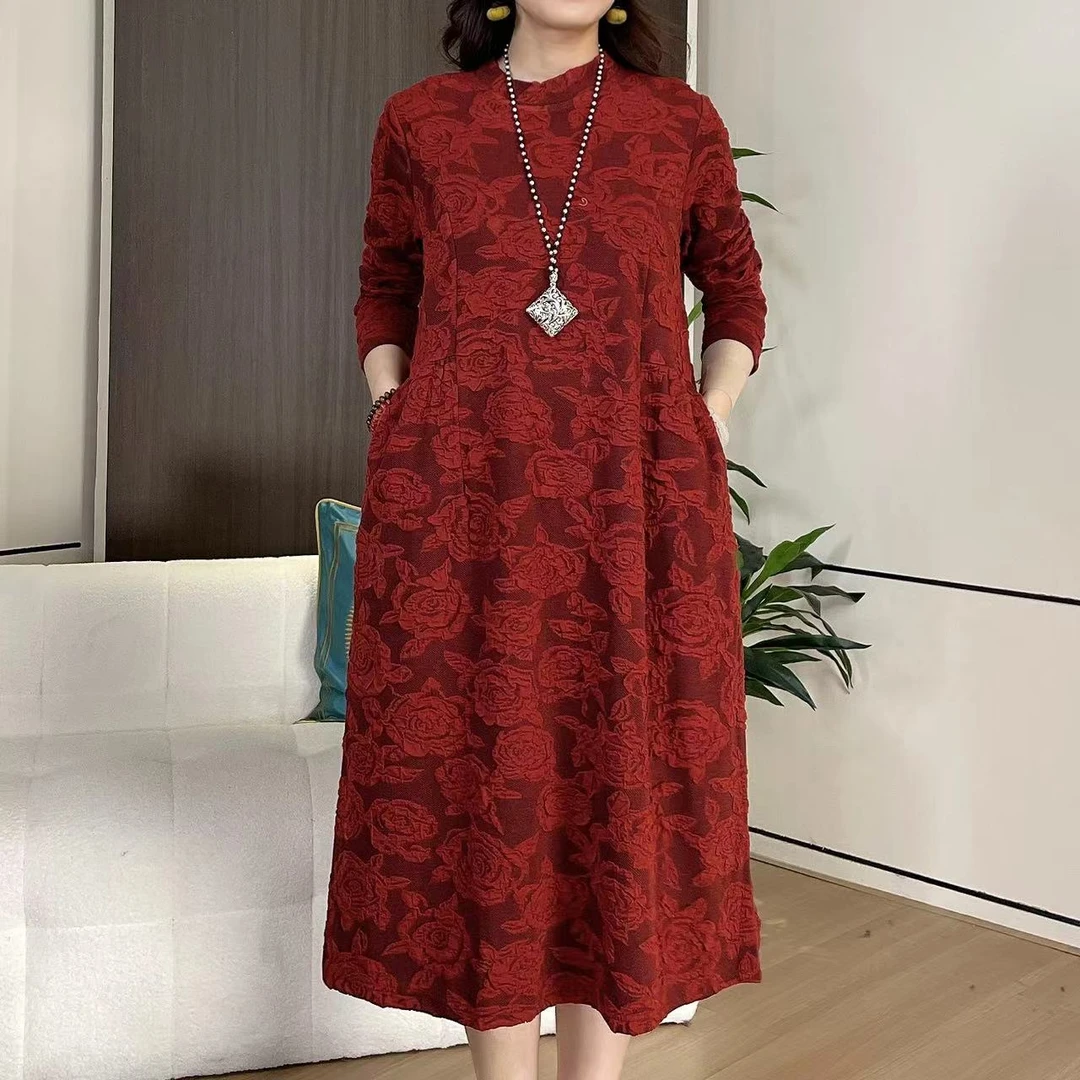 8650秋季时尚显瘦气质休闲长袖连衣裙