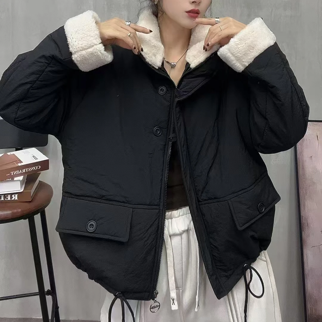 7884新款秋冬加厚休闲百搭气质立领上衣棉服