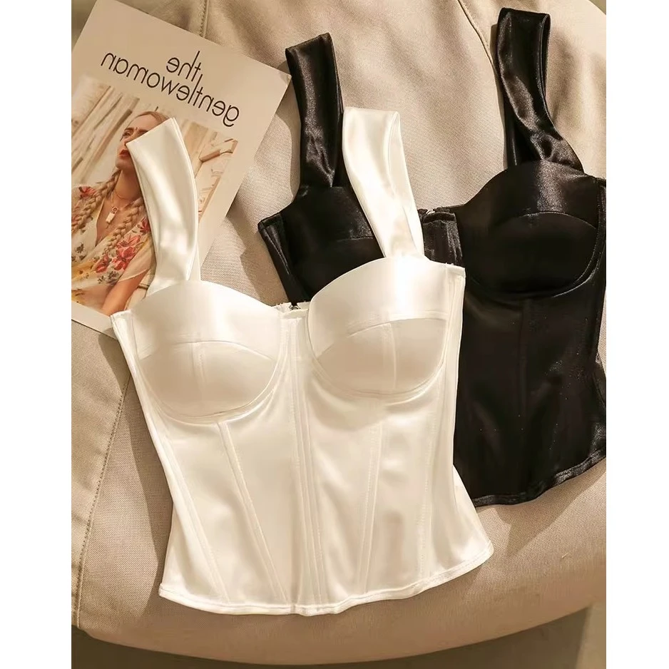 法式束腰吊带背心带胸垫女秋冬西装内搭打底衫辣妹性感鱼骨抹胸衣