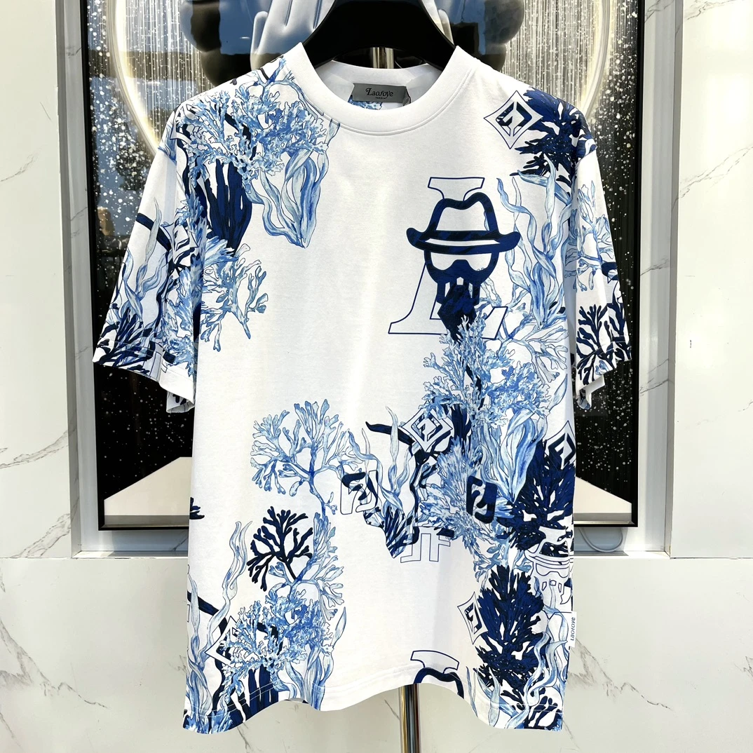 阔【爷短袖】新款潮流休闲时尚男士半袖圆领春夏季宽松轻奢百搭6071