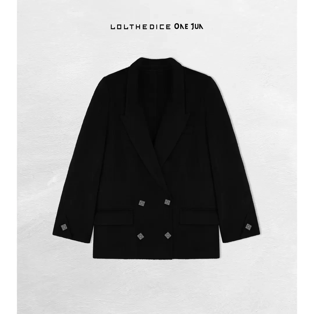 ONE JUN｜方扣西装 高级收藏款定制方扣枪驳领别致黑阔版黑西装
