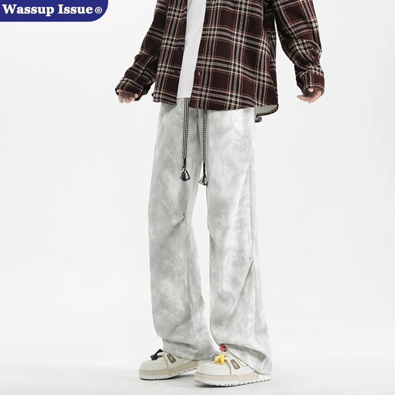 WASSUP ISSUE美式脏脏裤男款秋冬高街运动裤宽松百搭阔腿休闲裤子
