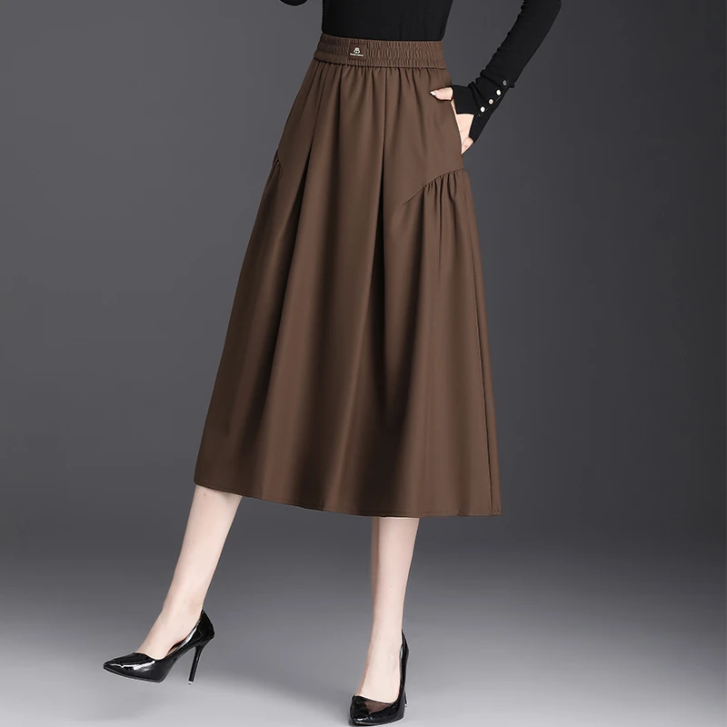 松紧腰显瘦a字裙女秋季新款百搭休闲裙中长款时尚气质通勤半身裙