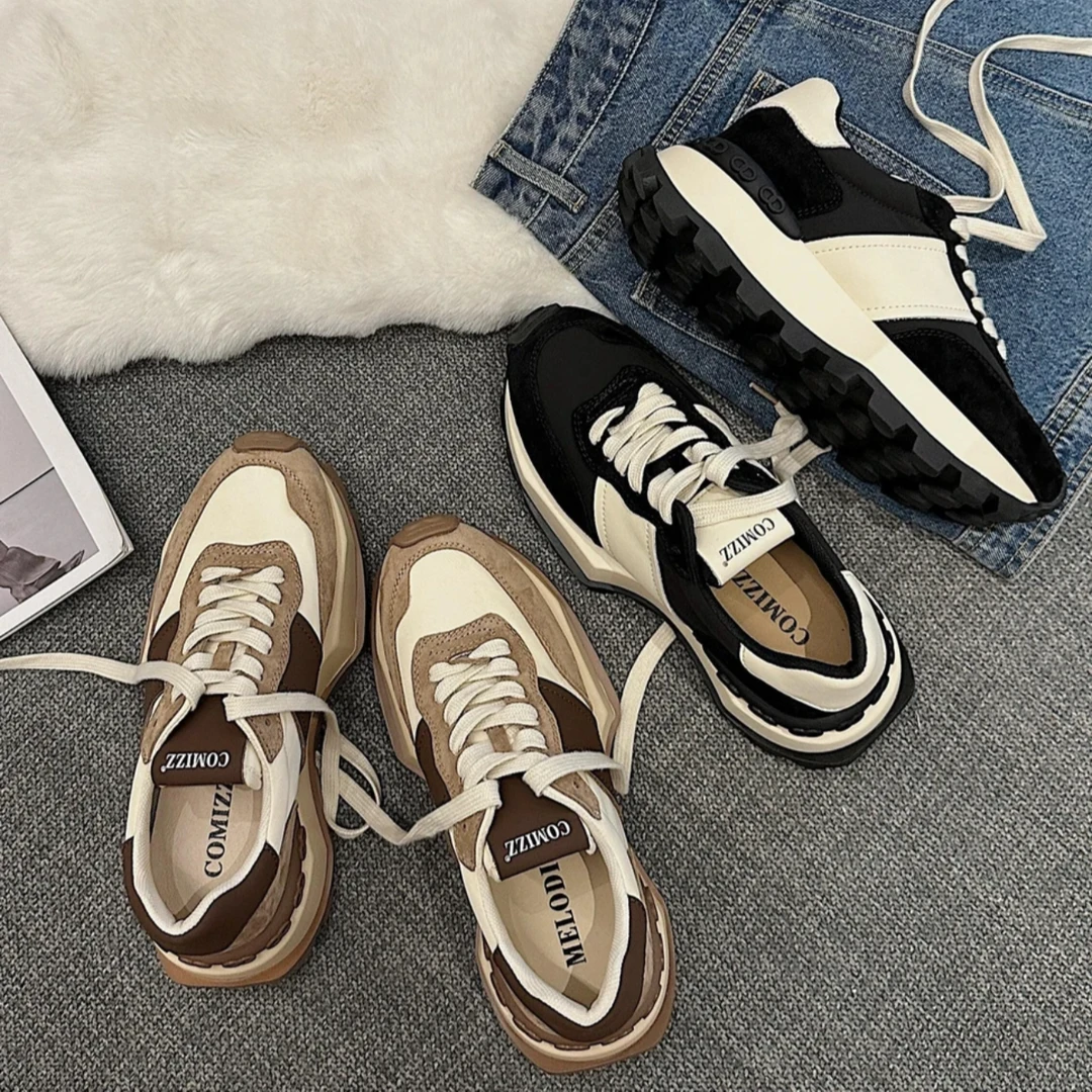 COMIZZ阿甘鞋女2024春季新款潮流百搭休闲运动鞋厚底增高老爹鞋女