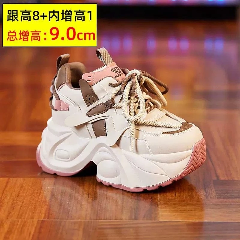 2024年新款秋冬季内增高老爹鞋女加绒休闲鞋子厚底小个子欧货女鞋