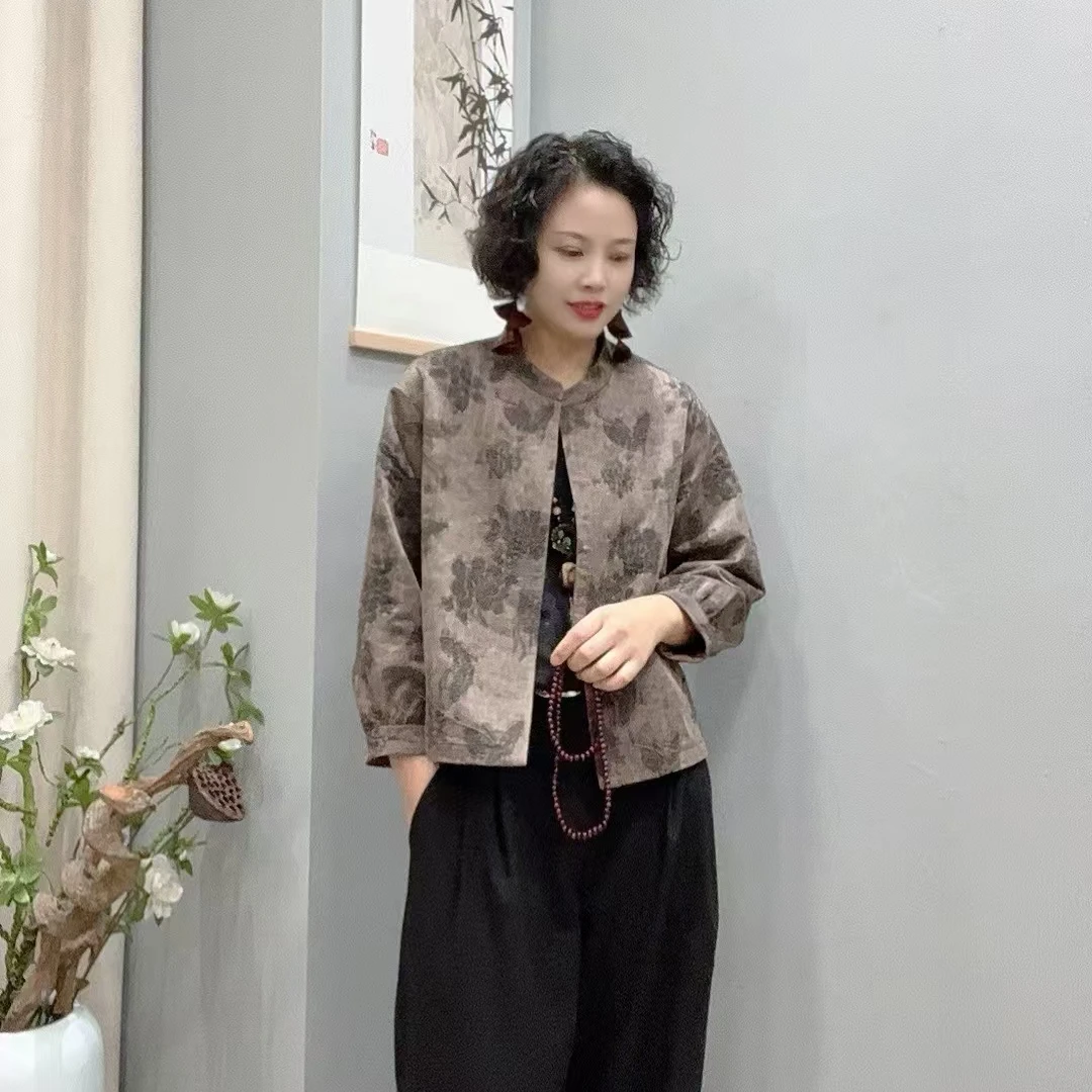 【蚕朵儿】100桑蚕丝香云纱双面双穿提花时尚短款外套24Z59