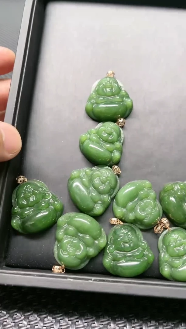 【闪购商品】和田玉吊坠18K金镶嵌多样性发1件约30*30*9mm