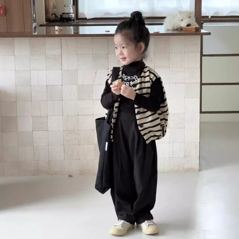 女童马甲韩版外穿2025新款秋季条纹灯笼宽松秋男女童马夹套装童装
