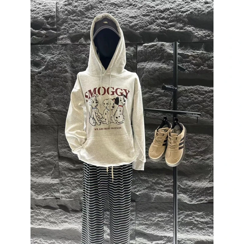 【卫衣三只小狗】连帽银狐绒纯棉卫衣秋季小众韩系长袖女印花LM001