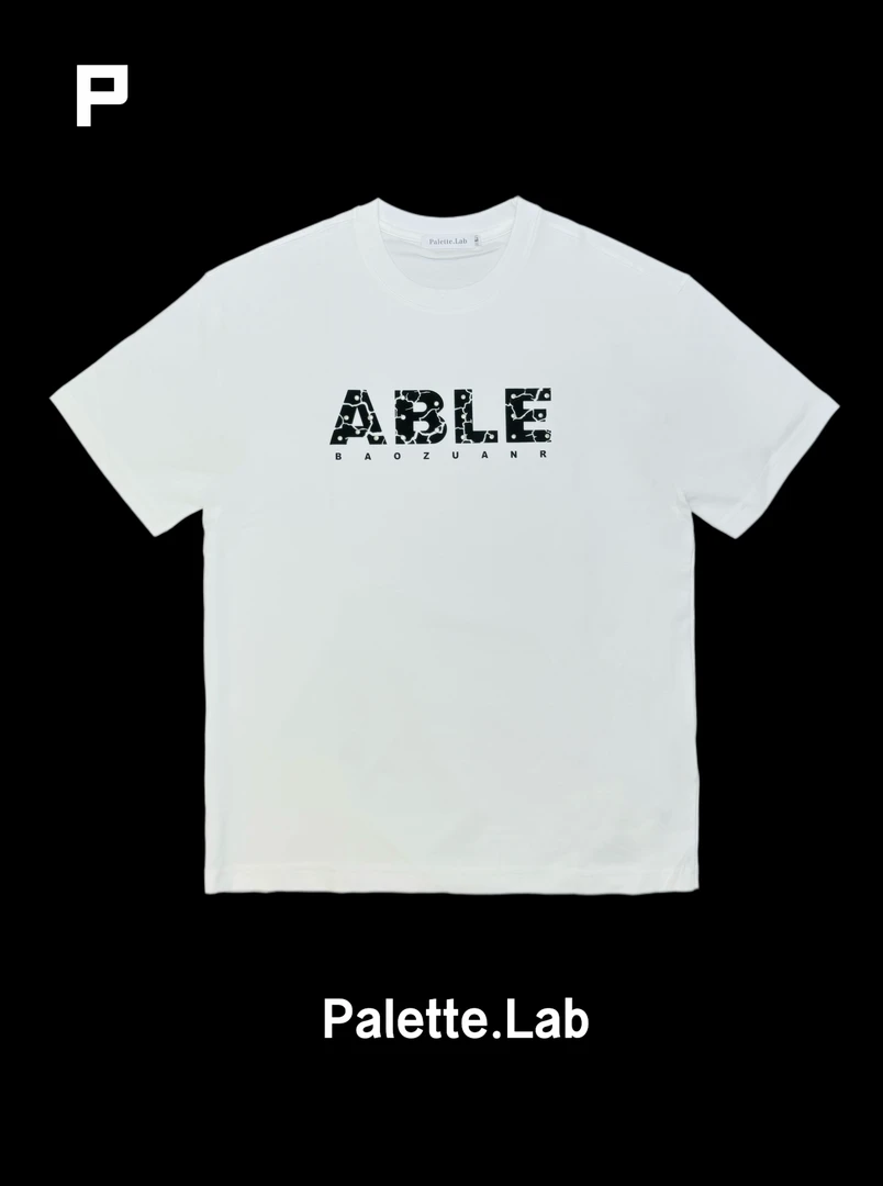 “调色盘.Lab”夏季铆钉款厚板胶浆印花宽松情侣设计短袖