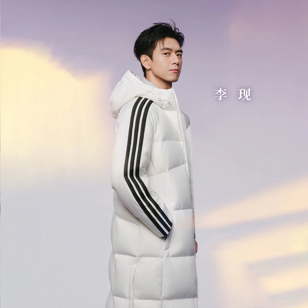 adidas/阿迪达斯李现同款三条纹羽绒服拒水防风保暖连帽KC2497