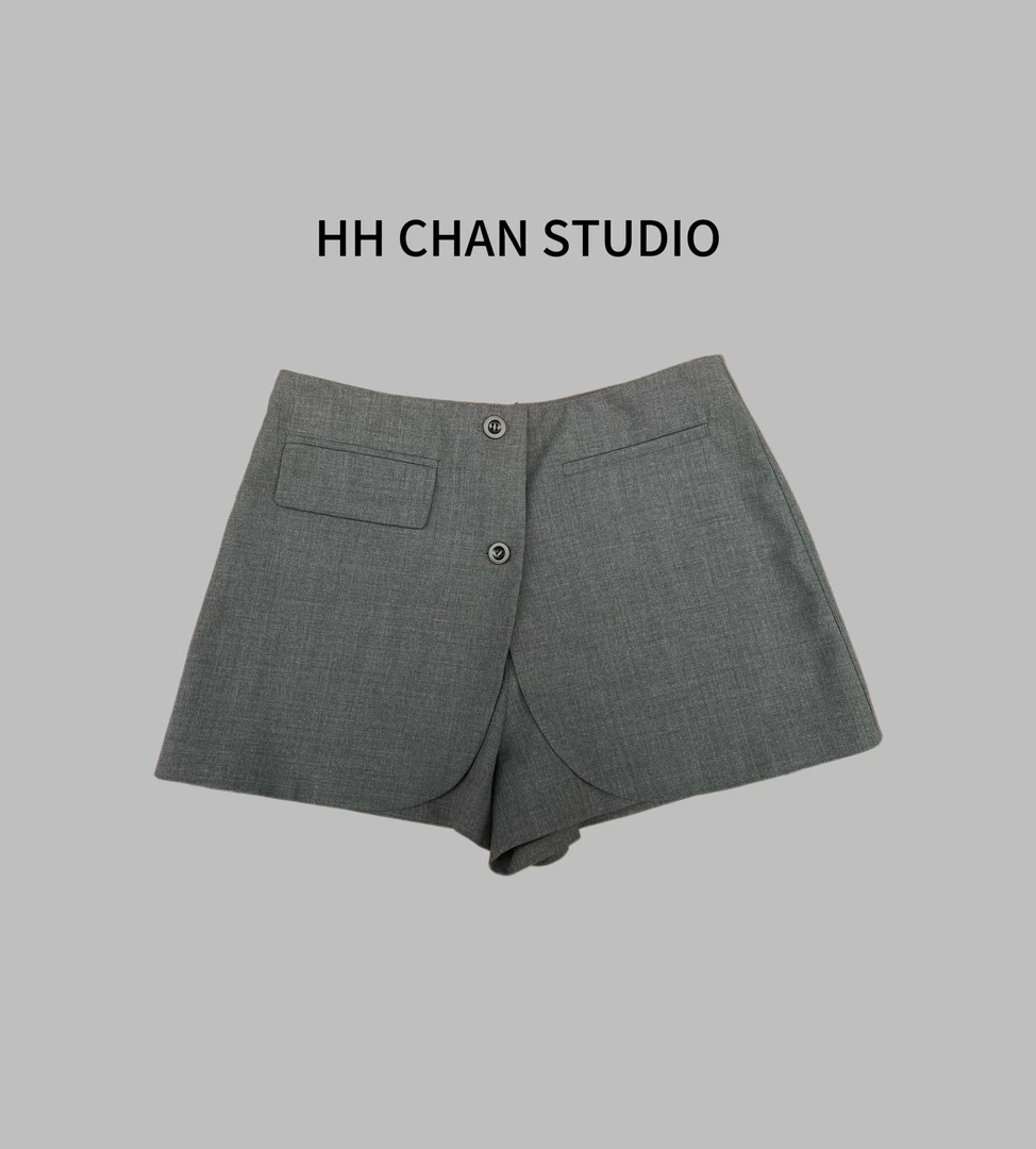 HH.CHAN“绅士”定制羊毛夏季高智灰色西装短裤HH52S36236