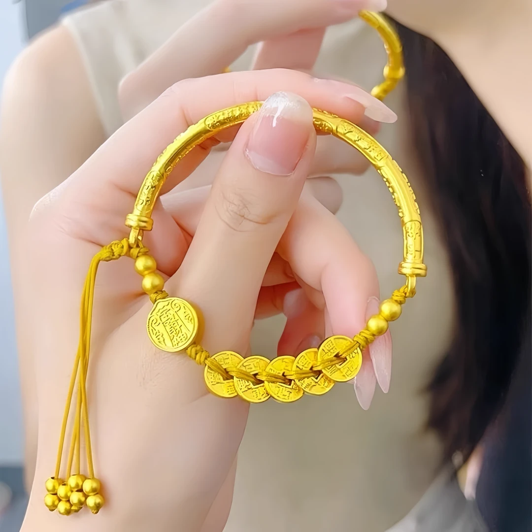 【以何珠宝】五帝币半镯足金999手链