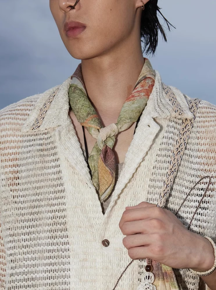 〔田园〕油画感印花桑蚕丝双纱棉丝巾